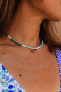 Heishi green woman necklace